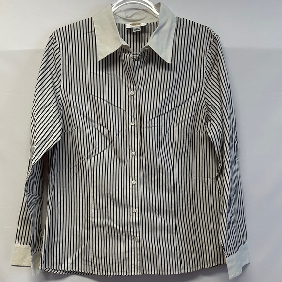 Talbots Perfect Stripe Black and White Striped Women’s Shirt - Picture 1 of 4